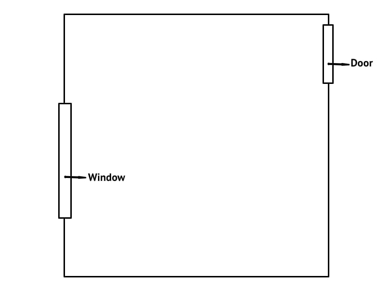 Layout of a room with one window