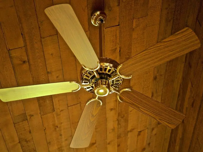A ceiling fan installed in a kitchen