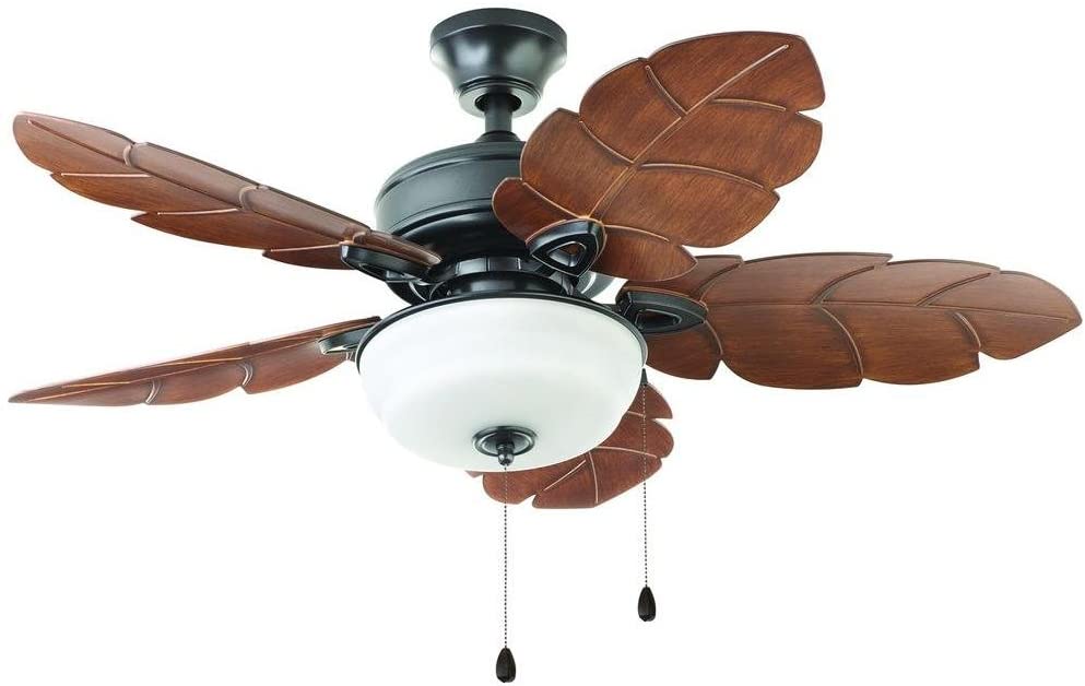 Home Decorators Collection Palm Cove 44 In. LED Indoor/Outdoor Natural Iron Ceiling Fan With Light Kit