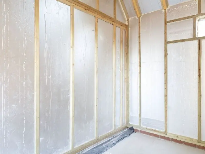 a room full of rigid foam insulation