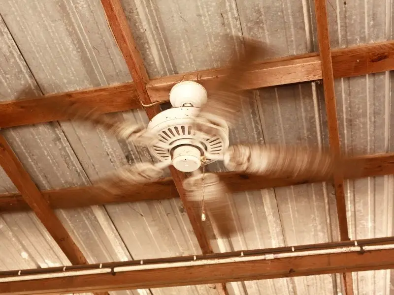 A wobbling ceiling fan