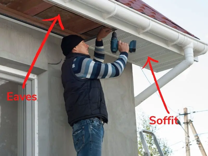 A picture marking both eaves and soffits