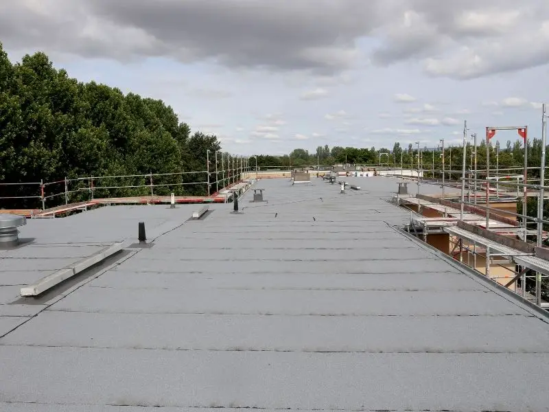 A flat roof with ventilations