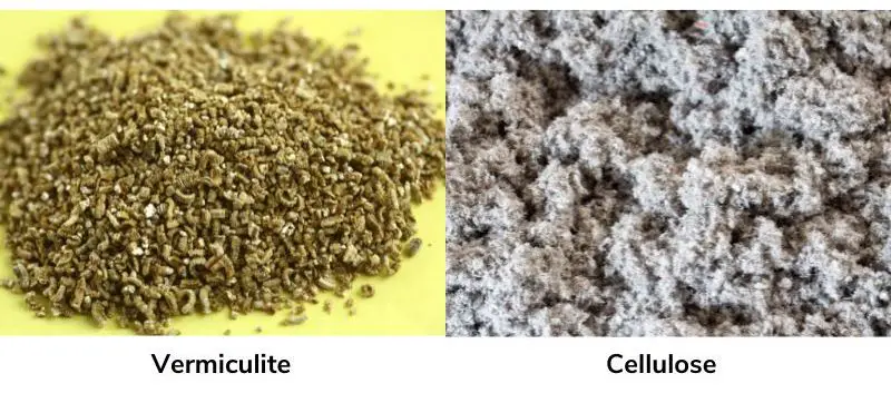 Vermiculite vs cellulose insulation visual difference